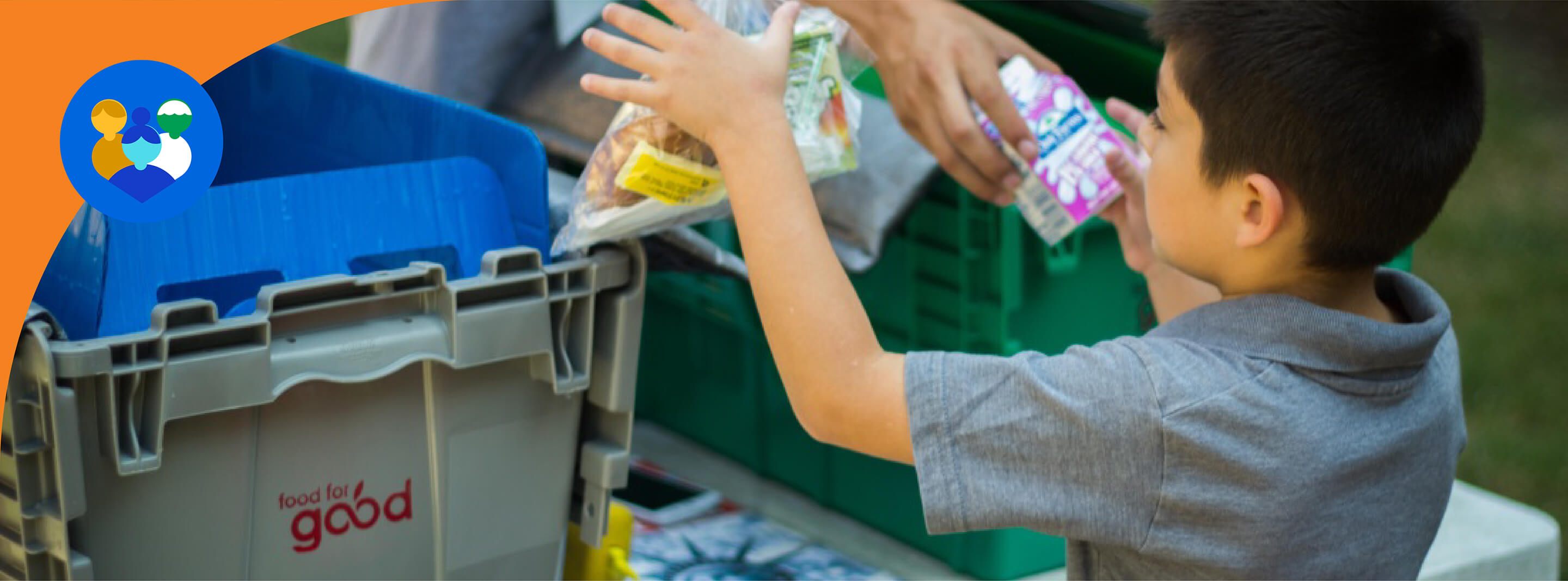 Boy picks up a meal from Food for Good